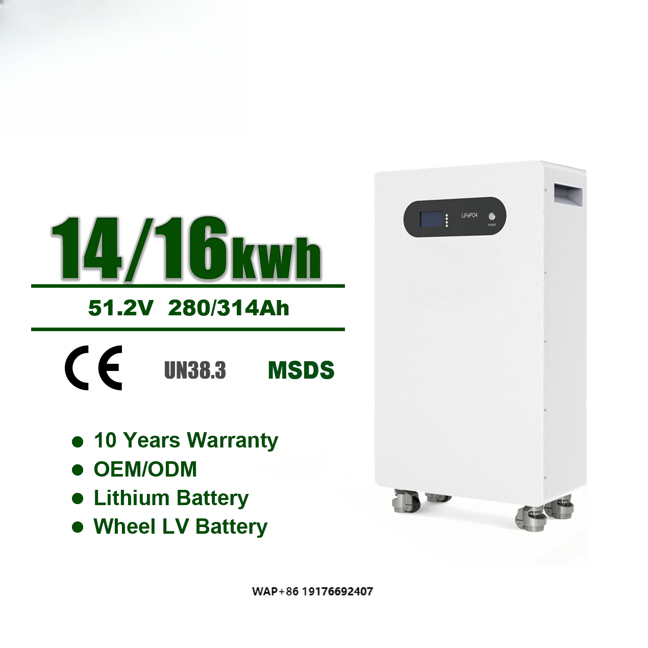 Lifepo4 Battery Pack - Bateria de lítio permanente 16Kwh 280Ah