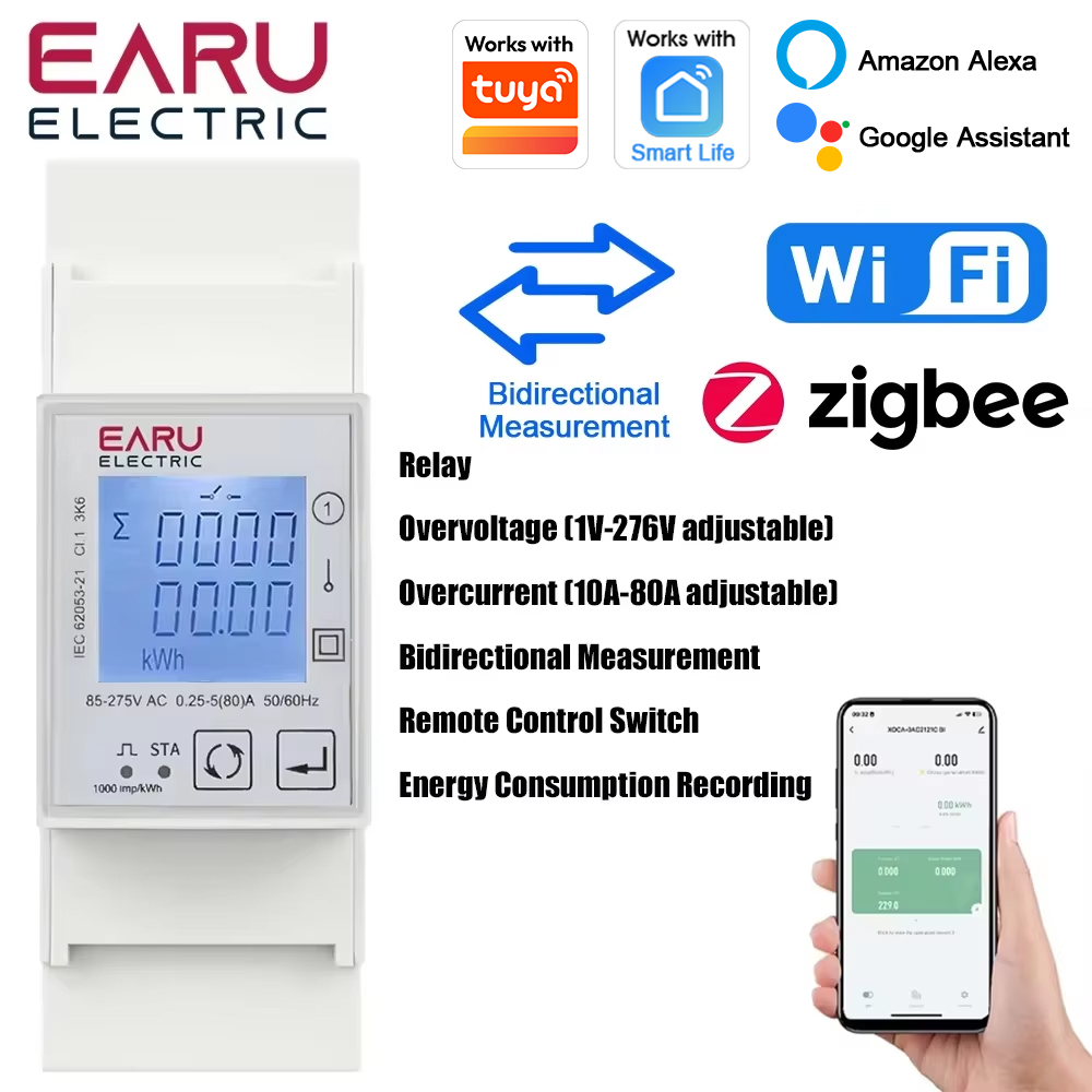 Energy Meter Bidirectional - Medidor de Energia Inteligente EARU Tuya