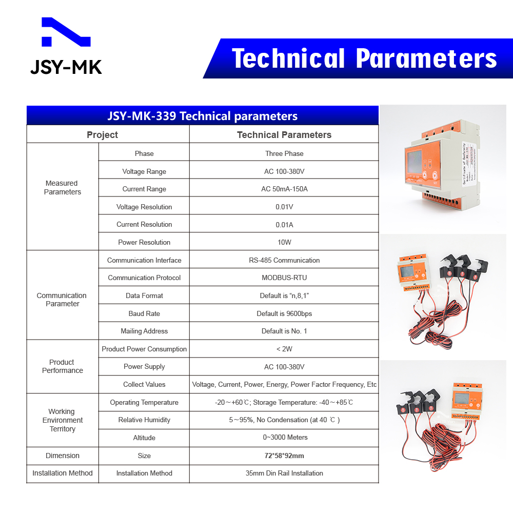 JSY-MK-339 RS485 Medição Bidir - Energy Meter Bidirectional avaliação e preço